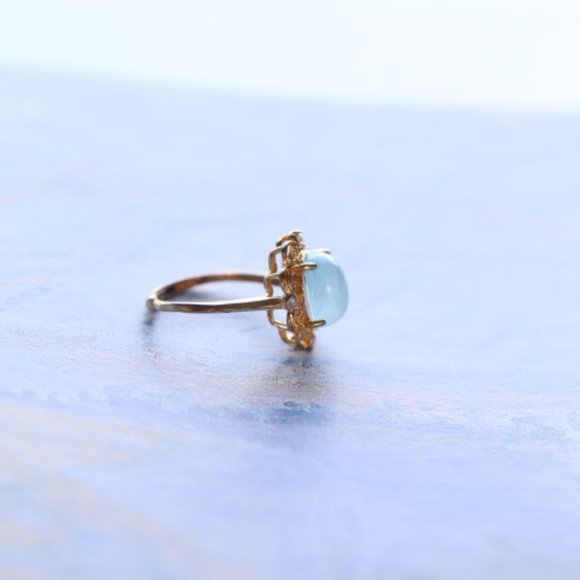 Vintage Natural Aquamarine Stone Adjustable Ring for her - Picture 4 of 7
